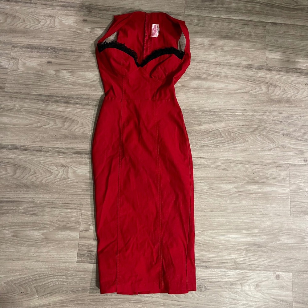 Pinup Couture Red Snatching Mini Dress Body Con Romantic Cocktail Evening